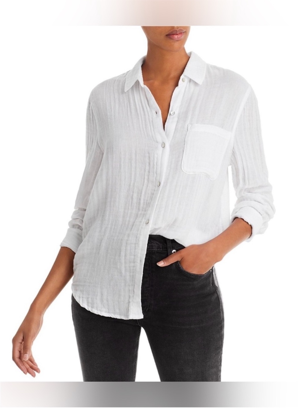 Rails Ellis White Gauze Organic Cotton Shirt Beachy Coastal , XS